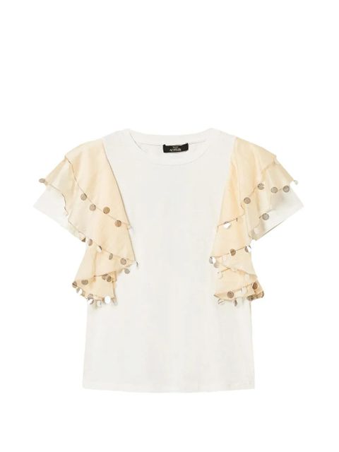TWINSET ruffled embellished T-shirt - White - zdjęcie produktu nr 1