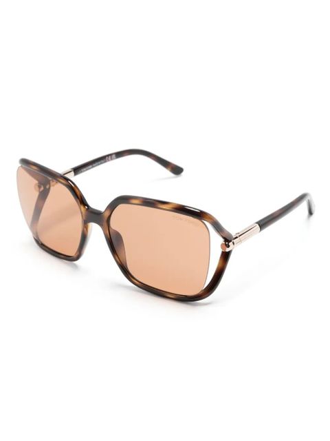 TOM FORD Eyewear tortoiseshell oversize-frame sunglasses - Brown - zdjęcie produktu nr 2