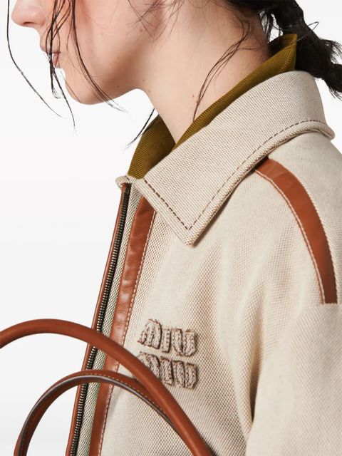 Miu Miu jacquard canvas blouson jacket - Neutrals