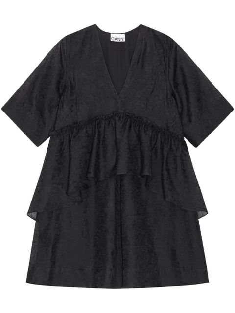 GANNI crinkled georgette minidress - Black - zdjęcie produktu nr 1