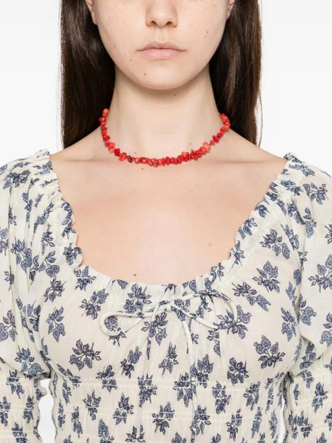 DÔEN scoop neck flower print dress - White