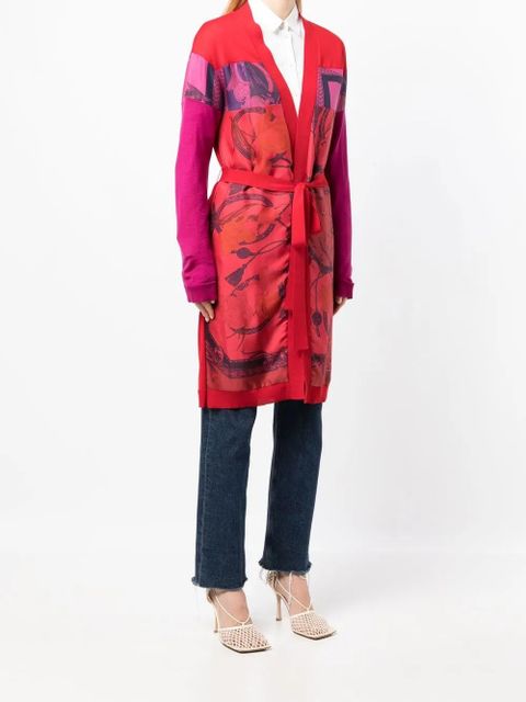 Ferragamo heritage-print long belted cardigan - Red - zdjęcie produktu nr 2