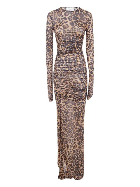Blumarine leopard-print ruched maxi dress - Brown - zdjęcie produktu nr 1