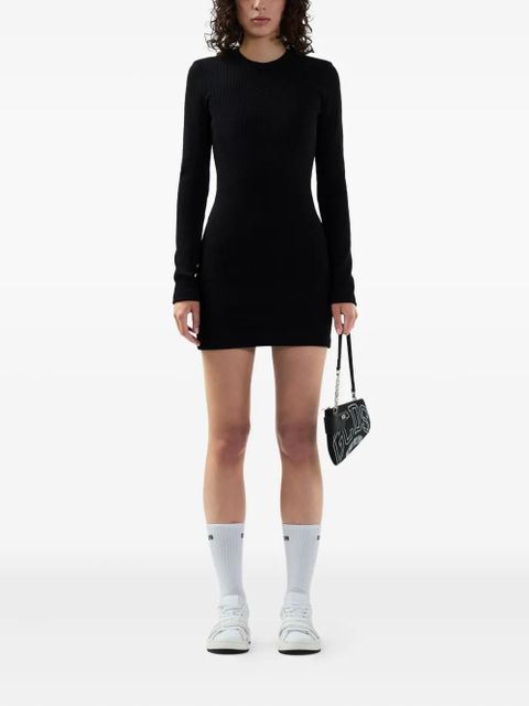 GCDS logo ribbed mini dress - Black