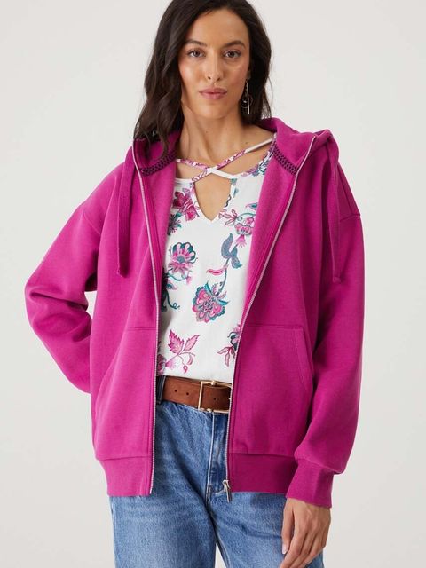 Medicine bluza damska kolor różowy z kapturem gładka - zdjęcie produktu nr 1