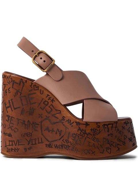 Chloé 130mm Maxime cross-strap wedge sandals - 6E4|BLUSH PINK - zdjęcie produktu nr 1