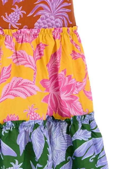 FARM Rio tropical-print tiered midi dress - Pink