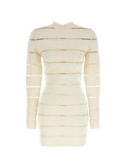 Balmain mesh sequin-embellished bodycon mini dress - Neutrals - zdjęcie produktu nr 1
