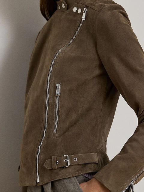 Lauren Ralph Lauren kurtka biker skórzana kolor brązowy przejściowa 200951236