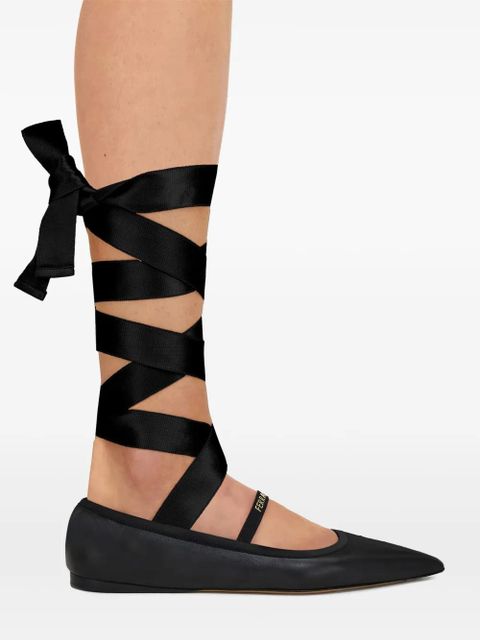 Ferragamo leather ballerina shoes - Black