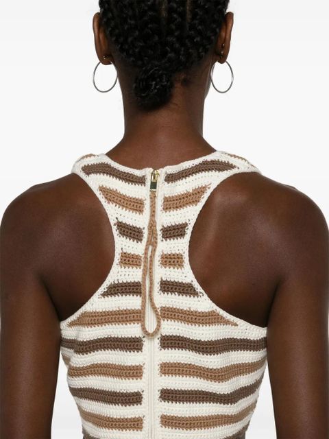 GANNI striped organic cotton tank top - Brown