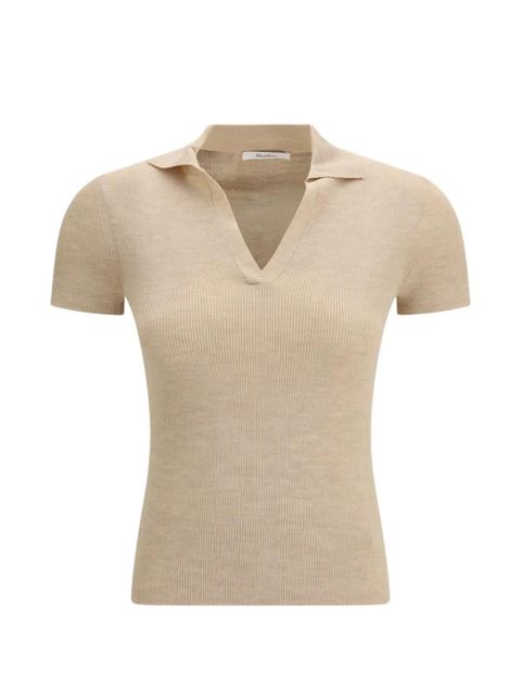 Max Mara Albero V-neck ribbed T-shirt - Neutrals - zdjęcie produktu nr 1