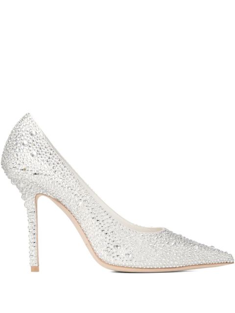 Jimmy Choo 100mm Love crystal-embellished pointed pumps - Silver - zdjęcie produktu nr 1