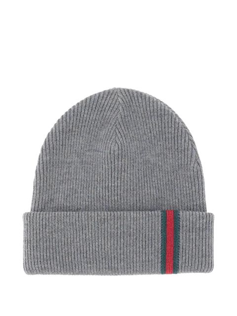 Gucci ribbed web beanie - Grey - zdjęcie produktu nr 1