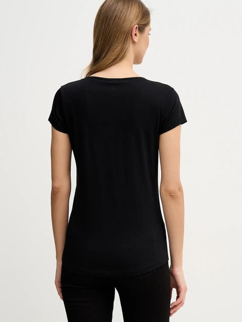 Sisley t-shirt bawełniany damski kolor czarny 3I1XL107Z - zdjęcie produktu nr 2