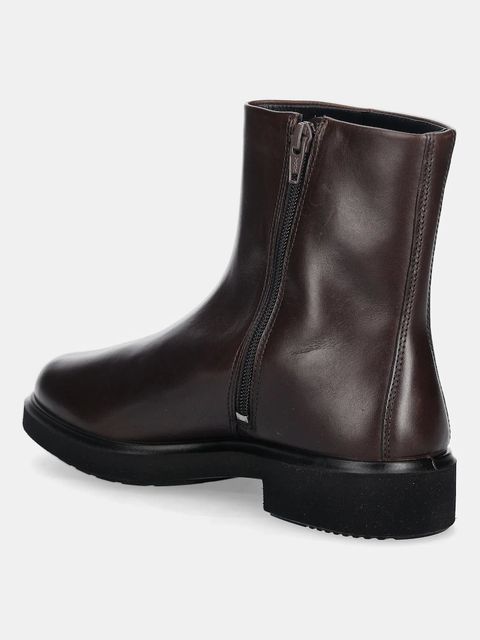 Ecco botki skórzane Metro Amsterdam Clean damskie kolor brązowy na płaskim obcasie 222063-01667