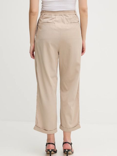 Tommy Hilfiger spodnie damskie kolor beżowy szerokie high waist WW0WW45589