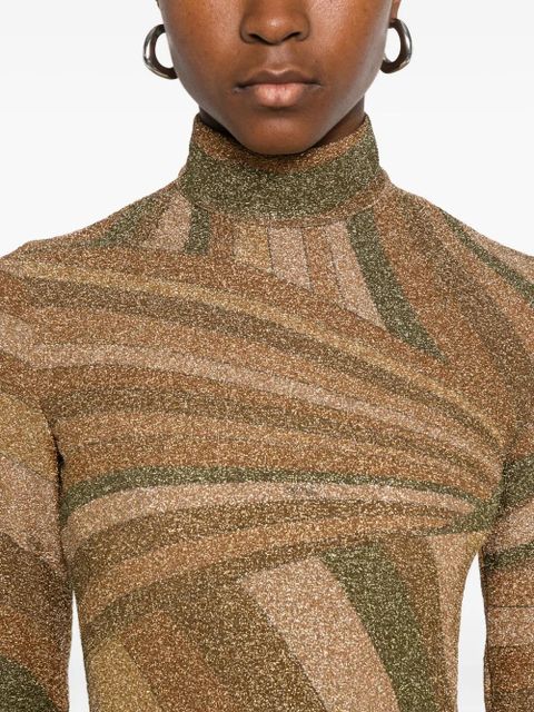 PUCCI Iride-print lamé jersey top - Brown