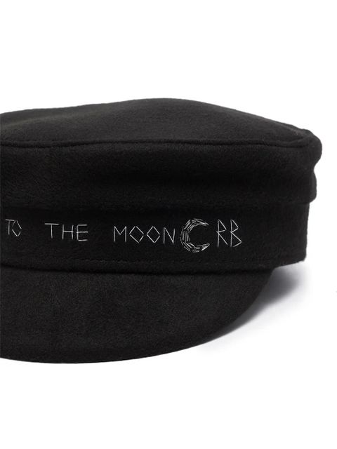 Ruslan Baginskiy crystal-embellished logo baker boy cap - Black