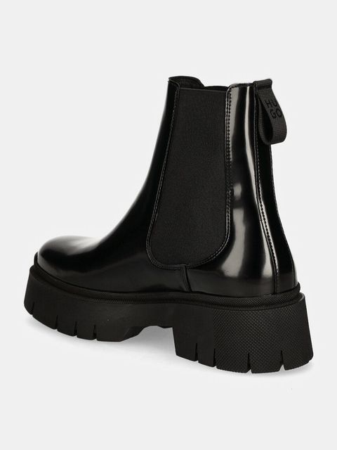 HUGO sztyblety Kris damskie kolor czarny na płaskim obcasie 50529828