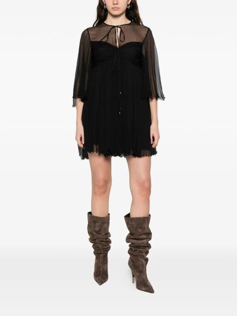 Chloé tie-detail ruffled mini dress - Black - zdjęcie produktu nr 2