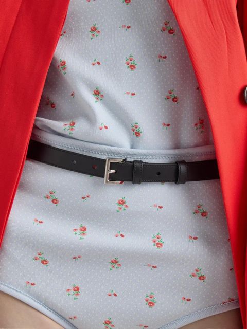 Prada metal buckle triangle logo belt - Black