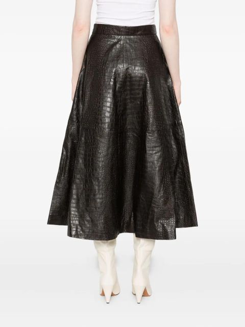 Róhe leather A-line skirt - Brown