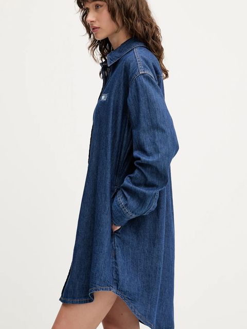 Tommy Jeans sukienka jeansowa kolor niebieski mini oversize DW0DW21420