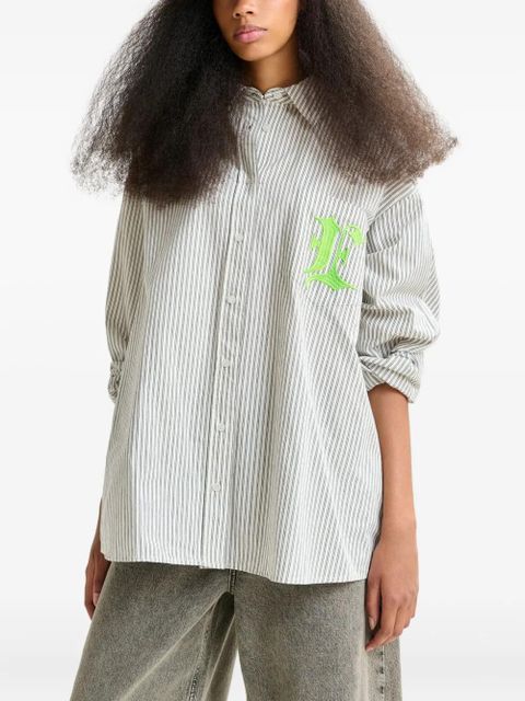 Essentiel Antwerp striped embroidered pocket shirt - Grey