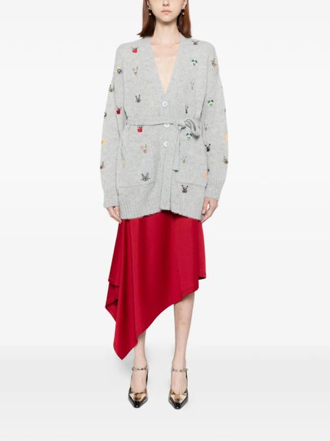 LOEWE animal-embroidered cardigan - Grey