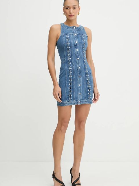 Guess sukienka jeansowa LISBETH kolor niebieski mini dopasowana W5GK93 D4H7C