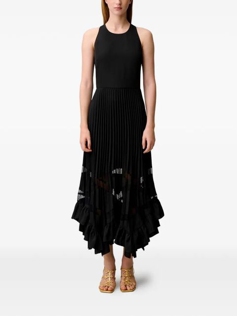 Claudie Pierlot pleated ruffled-hem dress - Black