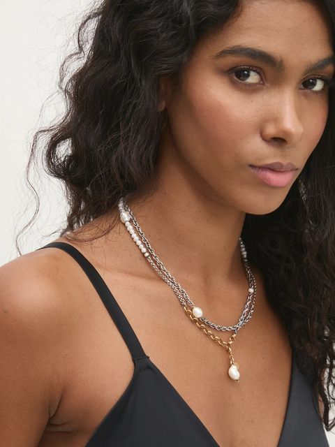 Answear.LAB naszyjnik ręcznie wykonany,ze srebra pokrytego złotem z perłą hodowaną - zdjęcie produktu nr 1