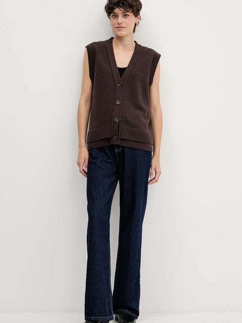 Sisley kamizelka z dodatkiem wełny damski kolor brązowy 1M9AL603B