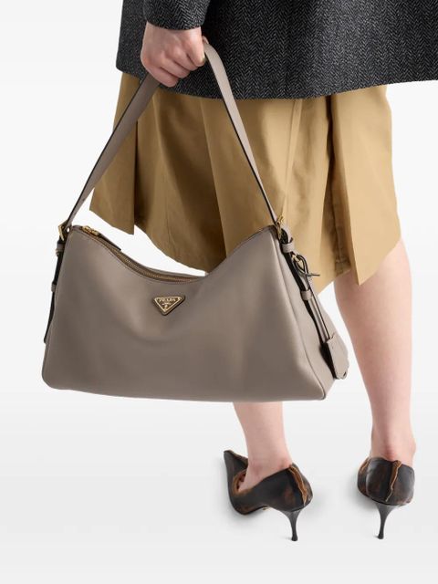 Prada large Aimée leather shoulder bag - Grey