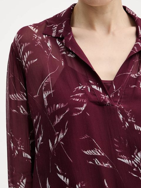 Armani Exchange bluzka damska kolor bordowy wzorzysta XW001019 AF12051