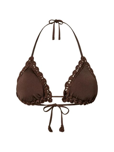 TWINSET knitted-trim triangle bikini top - Brown - zdjęcie produktu nr 1