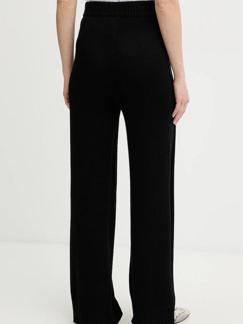 Armani Exchange spodnie z dodatkiem wełny damskie kolor czarny proste high waist XW000769 AF13774