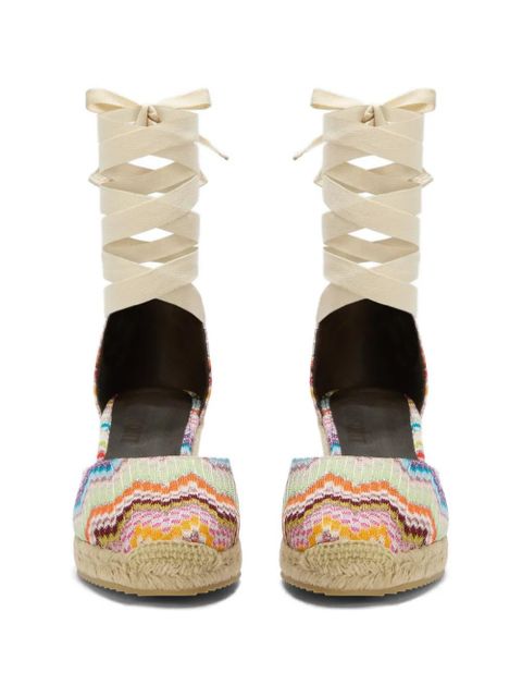 Missoni zigzag lace-up espadrilles - Green