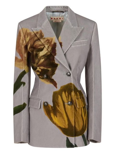 Marni tulip-print velvet blazer - Grey - zdjęcie produktu nr 1