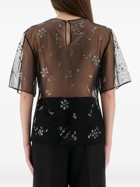 Rabanne crystal-embellished sheer top - Black