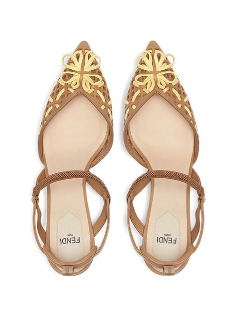 FENDI Colibri interwoven flower pumps - Brown