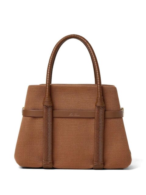 Loro Piana smal leather-trim canvas tote bag - Brown