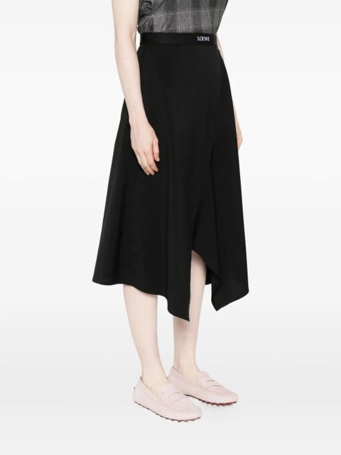 LOEWE asymmetric midi skirt - Black