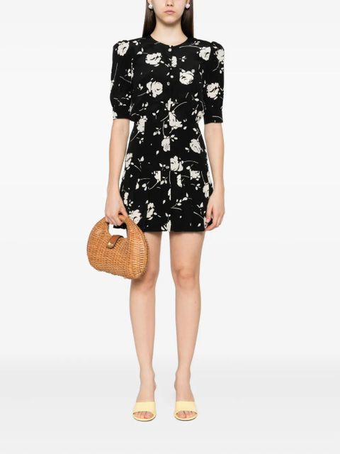 Alessandra Rich rose-print mini dress - Black - zdjęcie produktu nr 2