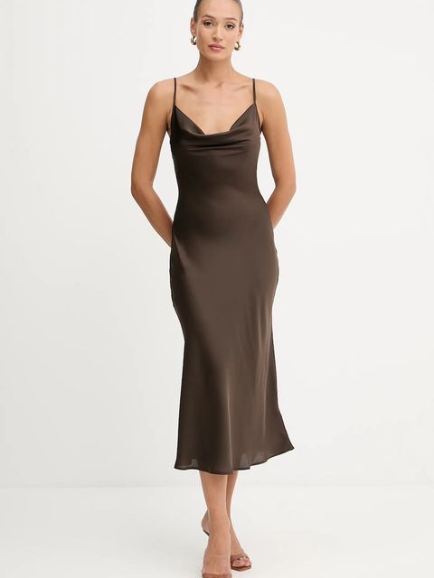 Guess sukienka NEW AKILINA kolor brązowy maxi dopasowana W5GK85 WH9C2 - zdjęcie produktu nr 1