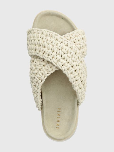 Inuikii klapki Woven damskie kolor biały na platformie 70104-105