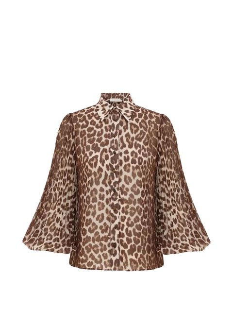 ZIMMERMANN Sunray leopard-print collared shirt - Brown - zdjęcie produktu nr 1