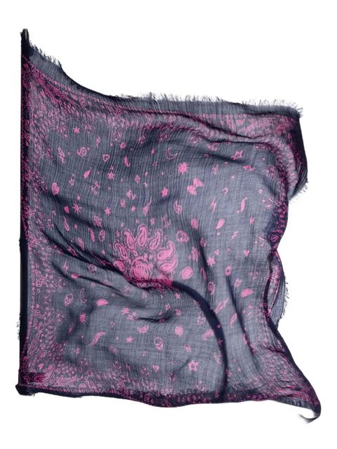 Zadig&Voltaire Nuage fringed printed bandana scarf - Blue - zdjęcie produktu nr 2