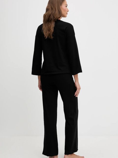 Fila piżama bawełniana damska kolor czarny bawełniana FPW4218